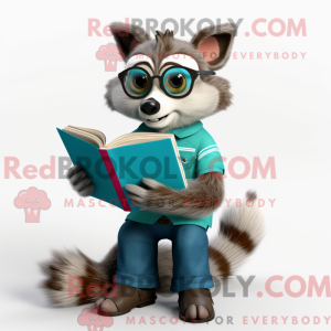 Teal Vaskebjørn maskot...