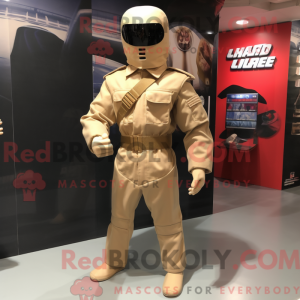 Beige Gi Joe mascot costume...