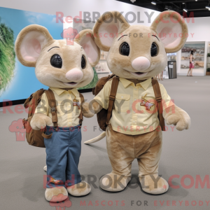 Tan Mouse mascottekostuum...