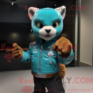 Teal Jaguarundi mascot...