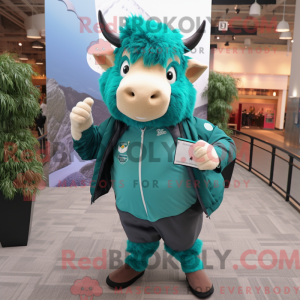 Teal Buffalo mascot costume...