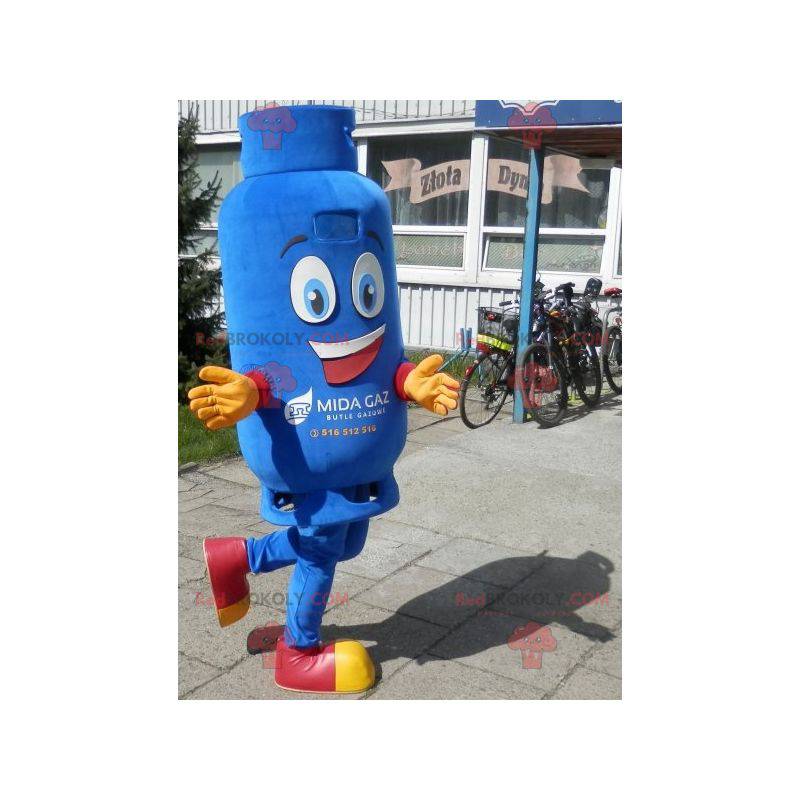 Mascota de cilindro de gas azul sonriente - Redbrokoly.com