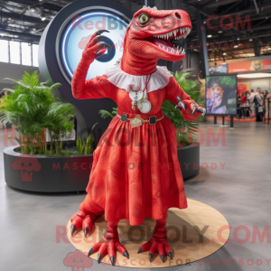 Rød Allosaurus maskot...