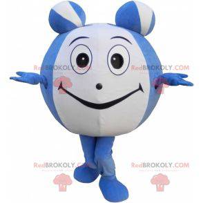 Blue and white round snowman mascot. Giant ball - Redbrokoly.com