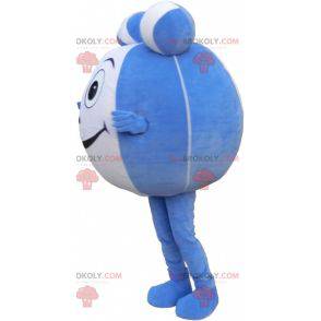 Blue and white round snowman mascot. Giant ball - Redbrokoly.com