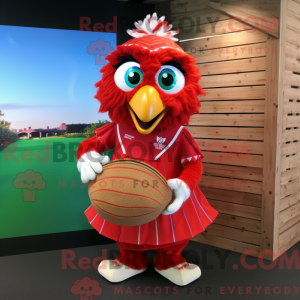 Red Peacock mascot costume...