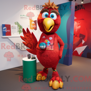 Red Peacock mascot costume...