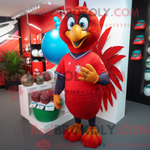 Red Peacock mascot costume...