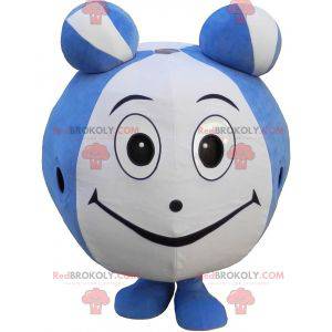 Mascotte de bonhomme rond bleu et blanc. Boule géante -