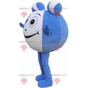 Blue and white round snowman mascot. Giant ball - Redbrokoly.com
