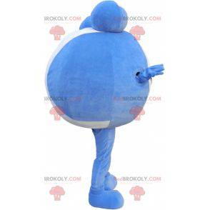 Blue and white round snowman mascot. Giant ball - Redbrokoly.com