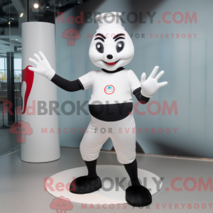 Hvit Mime-maskotdraktfigur...