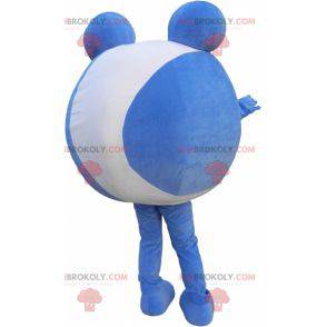 Mascote do boneco de neve redondo azul e branco. Bola gigante -