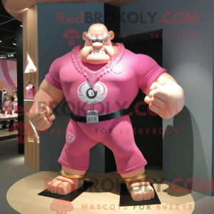 Pink Strongman maskot...
