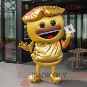 Guld hamburger maskot...
