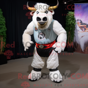 Hvit Buffalo maskot kostyme...