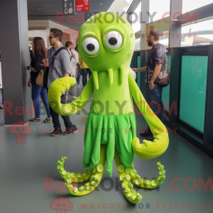 Limegrøn Kraken maskot...