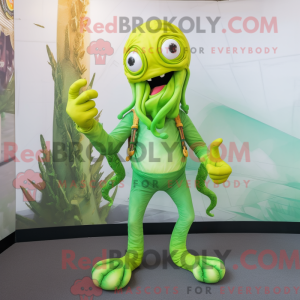 Limegrøn Kraken maskot...