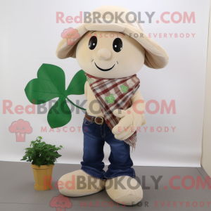 Beige Firkløver maskot...