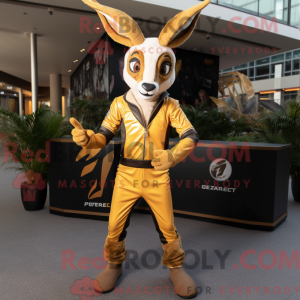 Gold Gazelle maskot kostume...