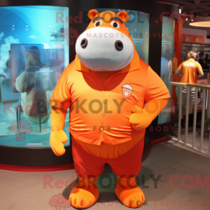 Orange flodhest maskot...