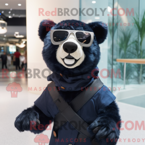 Marinblå brillebjörn maskot...