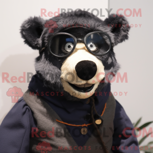 Marinblå brillebjörn maskot...