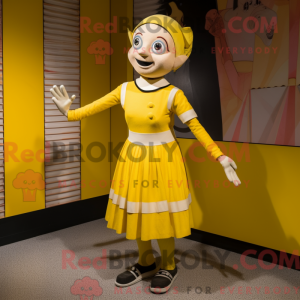Gul Mime-maskotdraktfigur...