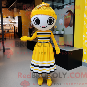 Geel Mime-mascottekostuum...