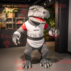 Grå Tyrannosaurus maskot...