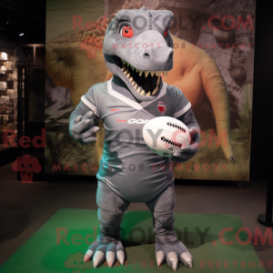 Grå Tyrannosaurus maskot...