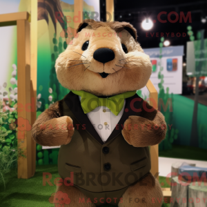 Olive Marmot mascot costume...