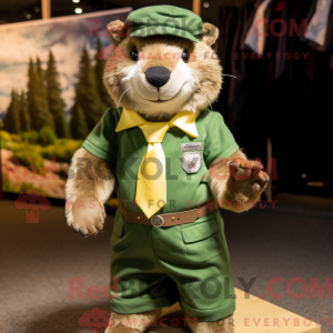 Olive Marmot maskot kostume...