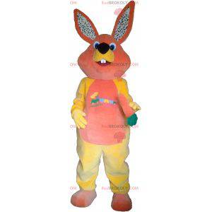 Mascota de conejo de peluche rosa y amarillo - Redbrokoly.com