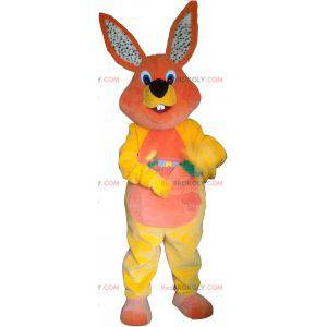 Mascotte coniglio peluche rosa e giallo - Redbrokoly.com