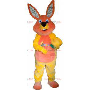 Roze en geel pluche konijn mascotte - Redbrokoly.com