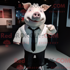 Wit Varken mascottekostuum...