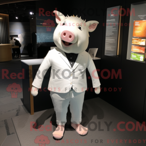 Wit Varken mascottekostuum...