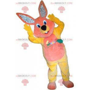 Mascotte coniglio peluche rosa e giallo - Redbrokoly.com