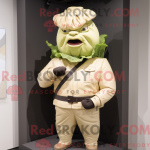 Beige Kål maskot drakt...