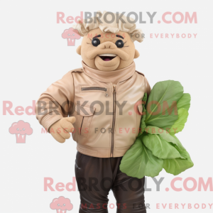Beige Kål maskot drakt...