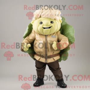 Beżowy Kål maskot drakt...