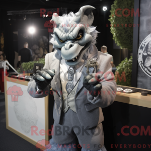 Grå Gargoyle maskot kostume...