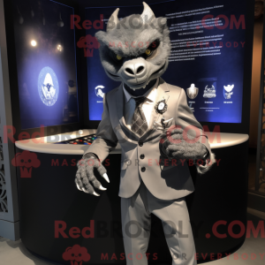 Grå Gargoyle maskot kostume...