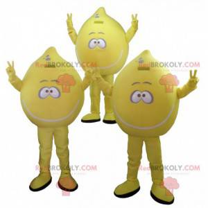 Lot de 3 mascottes de citrons jaunes - Redbrokoly.com