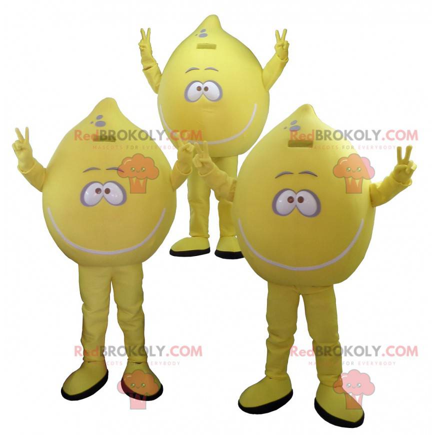 Lote de 3 mascotes de limões amarelos - Redbrokoly.com