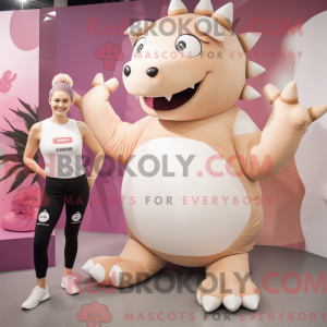 Cream Stegosaurus mascot...