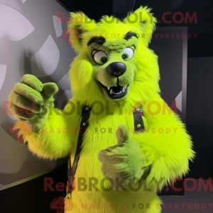 Limegrøn varulv maskot...