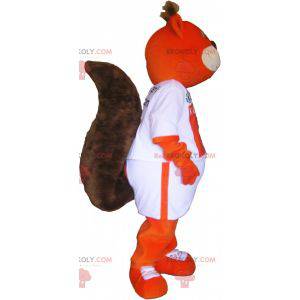 Orange Fuchs Maskottchen, das ein T-Shirt trägt - Redbrokoly.com