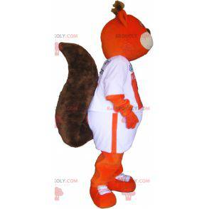 Orange Fuchs Maskottchen, das ein T-Shirt trägt - Redbrokoly.com